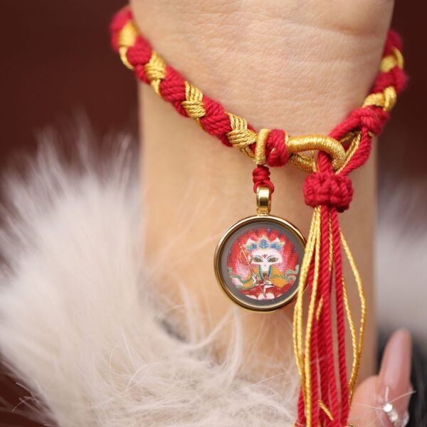 Thangka Buddha Handmade Tibetan Braided Bracelet with Mini Fox Fairy Thangka Charm - Image 5