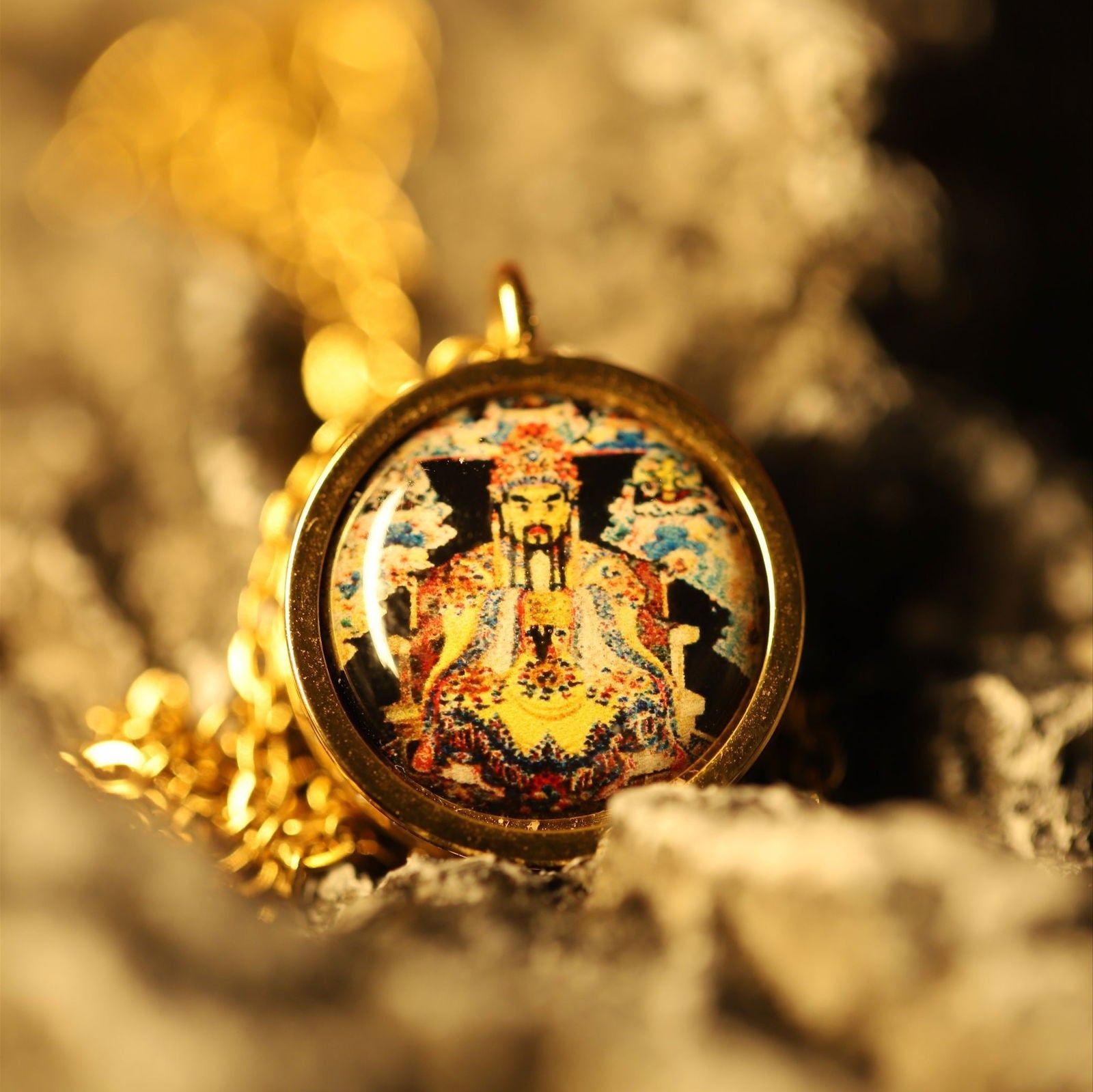 Thangka Buddha Crystal Dragon WuYe Protection and Prosperity Pendant Necklace