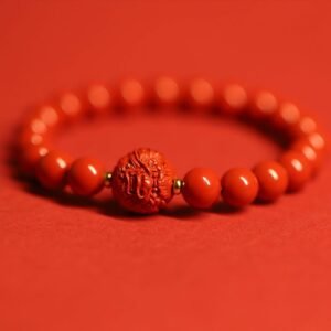 Thangka Buddha Dragon Cinnabar Energy Bracelet for Protection and Prosperity