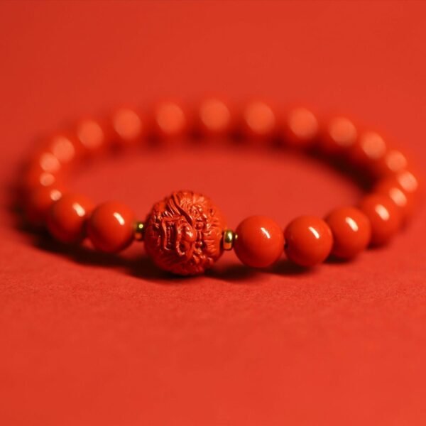 Thangka Buddha Dragon Cinnabar Energy Bracelet for Protection and Prosperity