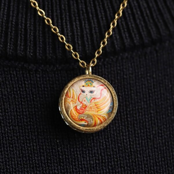 Thangka Buddha Love and Prosperity Fox Fairy Crystal Necklace - Image 3