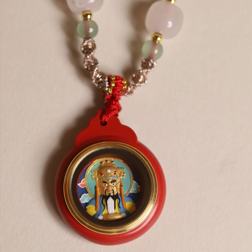 Thangka Buddha Prosperity and Protection WuYe Cinnabar Pendant