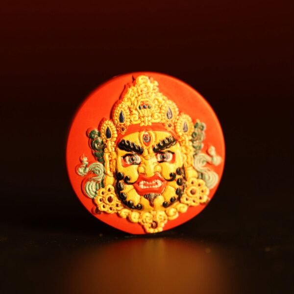 Thangka Buddha Yellow Wealth God Cinnabar Necklace - Spiritual Prosperity and Protection Amulet