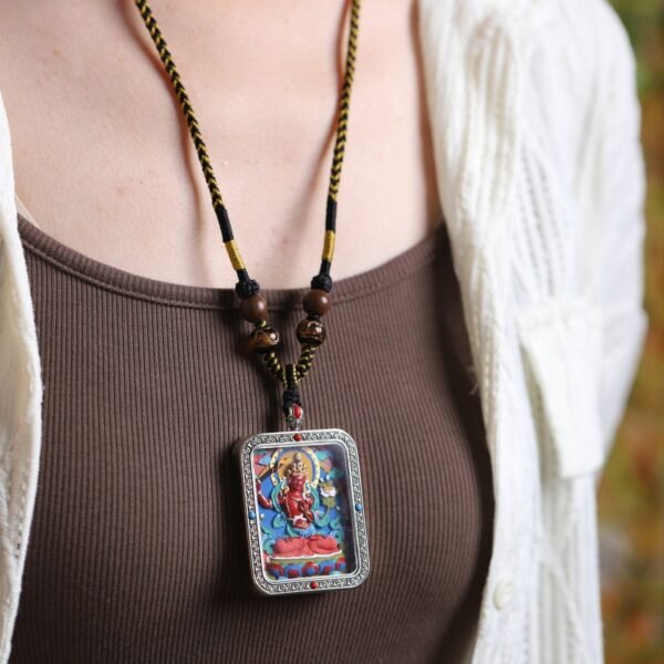 Thangka Buddha White Bronze Wisdom and Enlightenment Manjushri Square Thangka - Image 4