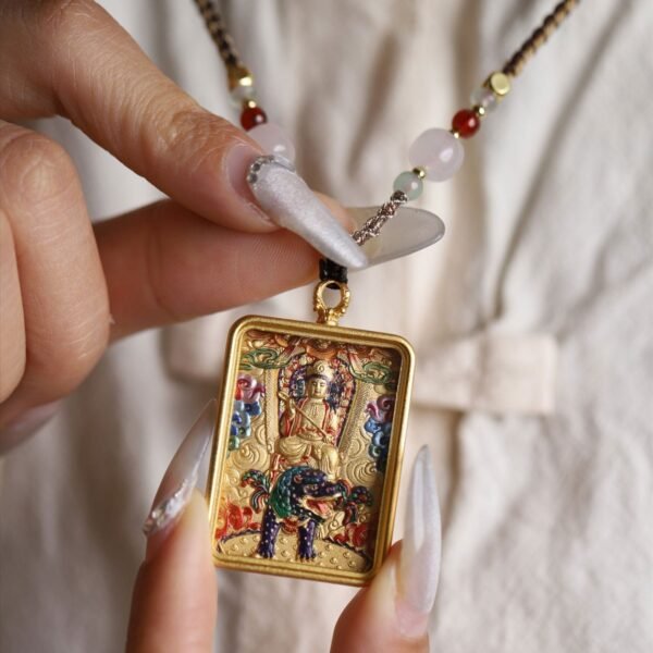 Thangka Buddha Wisdom and Enlightenment Manjushri Square Thangka - Image 5