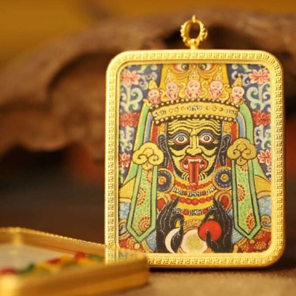 Thangka Buddha Wealth and Prosperity Zakiram Goddess of Wealth Square Thangka - Image 3